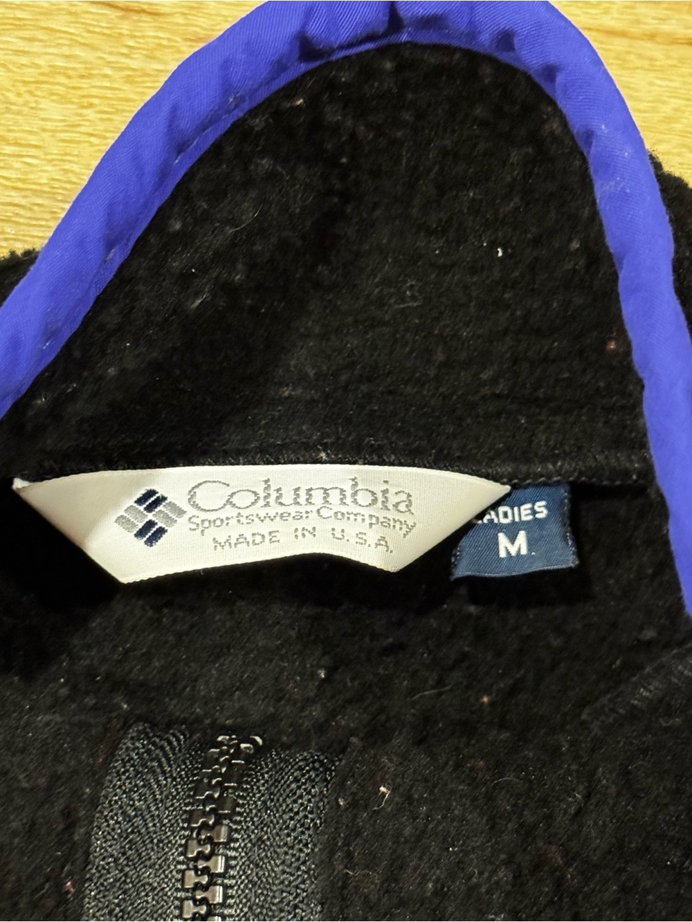 Vintage Columbia Made In USA Black Fleece Quarter Zip Pullover Size Medium - Picture 3 of 6